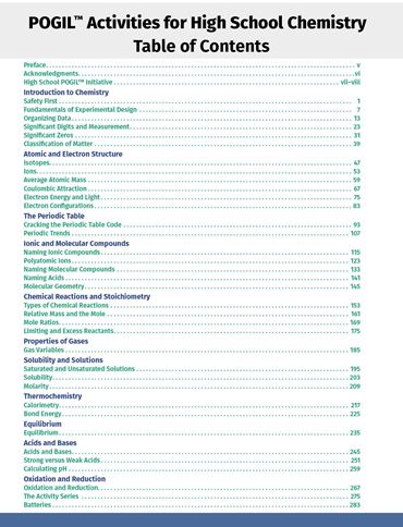 POGIL, POGIL Project, High School Chemistry