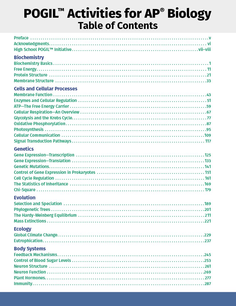 pogil, ap, advanced placement, pogil project